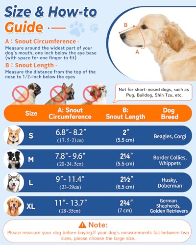 Soft Dog Muzzle for Anti Biting & Barking – Secure & Breathable Mesh Mouth Guard for Grooming, Vet Visits, and Walks - Fits Small, Medium, Large Sized Dogs (Black-L) - size: XL