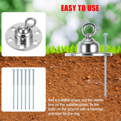 Gadpiparty Heavy Duty Dog Tie Stake with 360 Degree Rotation Portable Iron Ground Stake for Dogs and Other Objects for Yard and Garden Use