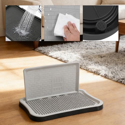 Dog Potty Tray with High Wall, 20.8x14.96 Indoor Pet Pee Pad Holder,Puppy Training Holder,Bathroom Dog Litter Box, Pet Toilet for Small and Medium Dogs,Housebreaking Supplies, Pet Products - color: black