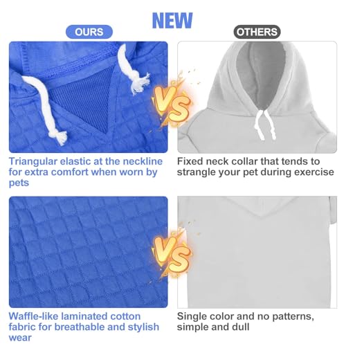 BEAUTYZOO Medium Dog Hoodie Sweater with Pockets, Dog Clothes for Small Medium Dogs Boy Girl, Waffle-Like Laminated Cotton Pet Coats with Hat and Leash Hole, Blue XL - color: Blue, size: XL (Back: 24",Chest: 34", Neck: 21")