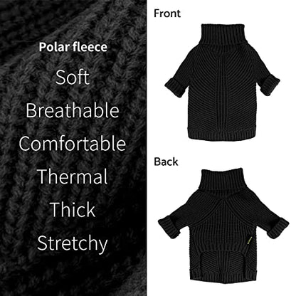 Fitwarm Dog Turtleneck Sweater, Thermal Knitted Pet Coat, Dog Winter Clothes for Small Dogs, Cat Apparel, Black, XS - color: Black, size: X-Small