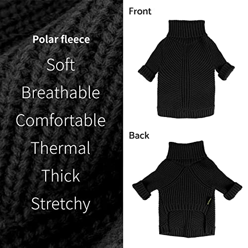 Fitwarm Dog Turtleneck Sweater, Thermal Knitted Pet Coat, Dog Winter Clothes for Small Dogs, Cat Apparel, Black, Small - color: Black, size: Small