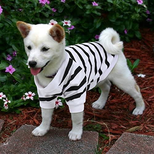 Pet Dog Striped T-Shirt Dogs Cats Cotton Vest Spring Summer Pet Apparel Tee Shirt Suitable for Small and Medium Large Pets French Bulldog Bichon - color: White, size: X-Small