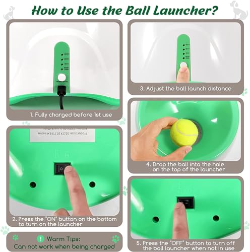 SOCO Automatic Ball Launcher for Dogs, 15 2-Inch Balls, Green | USB Rechargeable, 10/20/30 ft Throws, Indoor/Outdoor Fetch Toy, Mesh Bag, Small & Medium Dogs - color: Green-15 balls