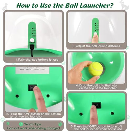 SOCO Automatic Ball Launcher for Dogs, 15 2-Inch Balls, Green | USB Rechargeable, 10/20/30 ft Throws, Indoor/Outdoor Fetch Toy, Mesh Bag, Small & Medium Dogs - color: Green-15 balls