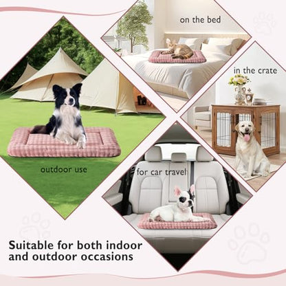 Pet Bed Mat Crate Pad for Cats Small Dogs, Washable Soft Pet Sleeping Mat Kennel Pad with 3D Bubble Pattern, Dusty Pink, 24"x 18" - color: Dusty Pink, size: 24"L x 18"W x 1.5"Th