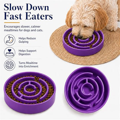 Ceramic Slow Feeder Dog Bowls with Anti-Slip, Slow Feeder & Non-Slip Design, Boredom and Anxiety Reducer, Suitable for All Breed Dogs and Cat (Ceramic-Purple) - color: Ceramic-Purple