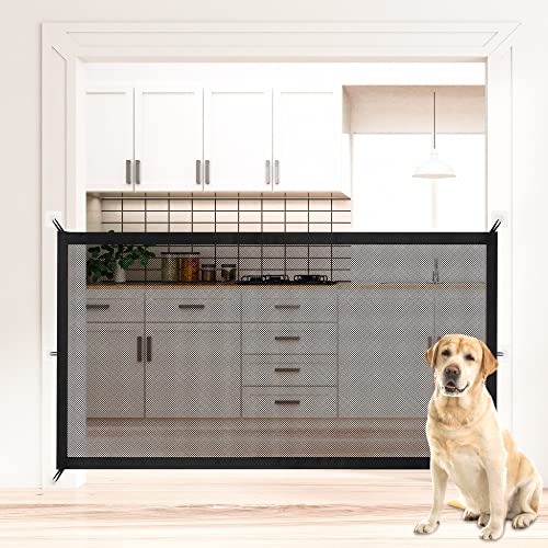 NWK Magic Dog Gate for Stairs Pet Gate for The House Providing a Safe Enclosure for Pets to Play and Rest, 6 Hooks Design (30'' X 70'') - size: 70'' X 30''