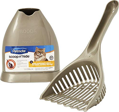 Petmate Scoop N' Hide Cat Litter Scoop with Discreet Litter Scoop Holder, Brushed Nickel - color: Brushed Nickel