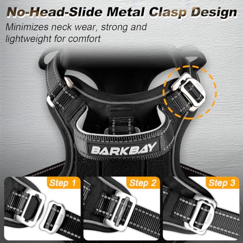 BARKBAY Service Dog Vest Tactical Dog Harness Medium Large Sized Dog No Pull Adjustable Dog Harness Reflective K9 Working Training Easy Control Military Molle System(Black,S) - color: Black, size: Small