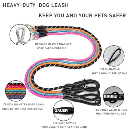 ZALER Rope Dog Leash, 4/5/6/10/15/20/30/50 Foot Reflective Dog Leashes with Carabiner, Heavy Duty Pet Lead for Large and Medium Dogs (4FT, Blue) - color: Blue, size: 4FT*1/2"