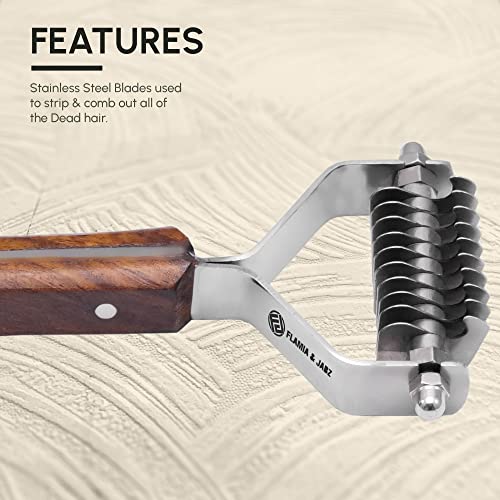 Flamia & Jabz Undercoat Rake for Dogs & Cats, Dematting Grooming Stripper Tool (10 Blades) - size: 10 Blades