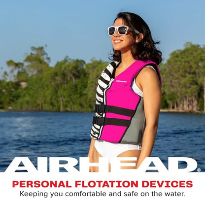 Airhead Wicked Kwik-Dry NeoLite Flex Life Jacket for Kids - USCG Approved Life Vest for Youth, Child & Infant, Watersports Vest for Boating, Tubing & Swimming, Hot Pink - size: Medium