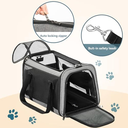 Petsfit Cat Carrier Dog Carriers Airline Approved, 18 x 11 x 11 Soft-Sided Pet Carrier, 3 Carrying Ways, Lightweight, Breathable, Escape Proof, with Adjustable Shoulder Strap and Soft Cushion - color: Z-Gray, size: 18.0"L x 11.0"W x 11.0"H