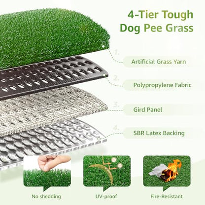LOOBANI Dog Grass Pee Pads, Artificial Dog Grass Pads for Potty Tray, Fake Grass for Dogs to Pee On, Outdoor Indoor Pee Grass for Dog Potty (18*28 inch) - size: 18*28 inch