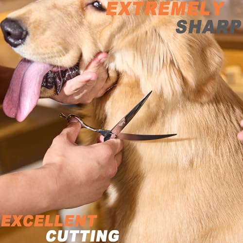 High-end Professional Dog Grooming Curved Scissors Pet Curved Shears 7.5 Inches Extremely Very Sharp Made Of Stainless Steel Alloy By Hand For Dog Cat Groomer - size: 7.5inch, style: Curved Shears