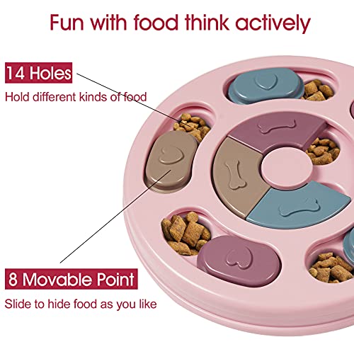 DR CATCH Dog Puzzles,Dogs Food Puzzle Feeder Toys for IQ Training & Mental Enrichment,Dog Treat Puzzle(Pink) - color: Pink, size: 9.44" x 9.44" x 1.14"
