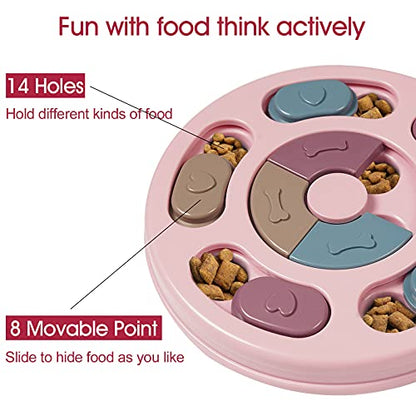 DR CATCH Dog Puzzles,Dogs Food Puzzle Feeder Toys for IQ Training & Mental Enrichment,Dog Treat Puzzle(Pink) - color: Pink, size: 9.44" x 9.44" x 1.14"