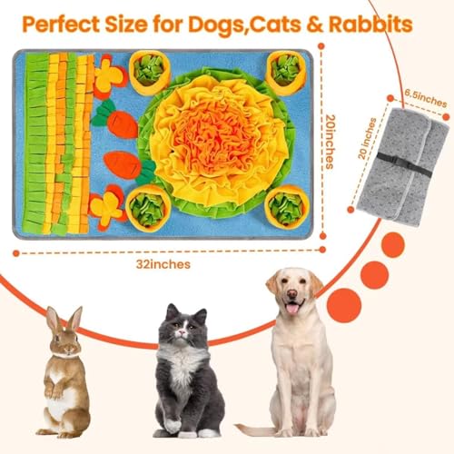 Snuffle Mat for Dogs Large Breed,32''x 20'' Interactive Puzzle Sniff Mat Dog Food Mat,Easy to Clean,Durable Slow Feeder Interactive Dog Feeder Puzzle Toy for Training and Stress Relief - color: blue
