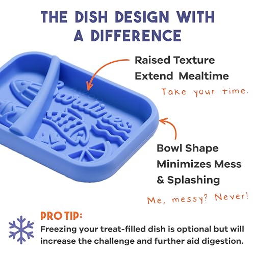 Awoo Sardina - Silicone Lick Mat + Slow Feeder for Cats & Small Dogs - Non-Slip Design with Suction Cups - Dishwasher Safe Pet Dish - Extends Mealtime and Reduces Anxiety - for Wet & Dry Food (Cobalt) - color: Cobalt