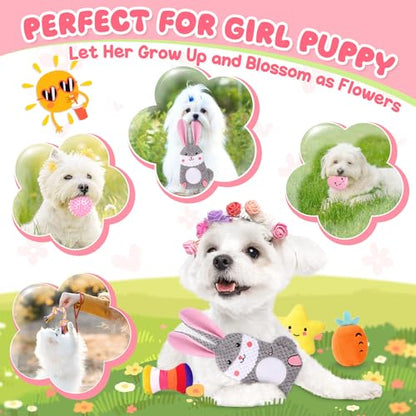 Zeaxuie 23 Pack Pink Puppy Toys for Teething, Small Dog Toys with Cute Puppy Chew Toys, Squeaky Dog Toys, Treat Ball and Interactive Rope Toys - color: 23 Pack (Cute-Bunny)