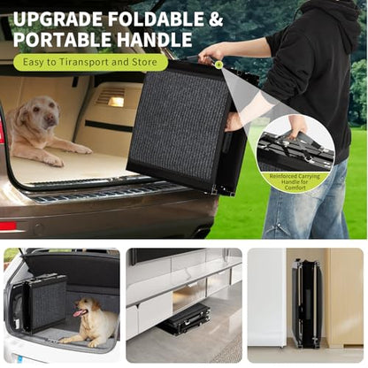 Garvee 63" Wide Folding Dog Ramp for Car, 17" Long Heavy Duty Non-Slip Portable Pet Ramp, Large Dogs Up to 250 lbs, Outdoor & Indoor Use - size: 63" × 17"