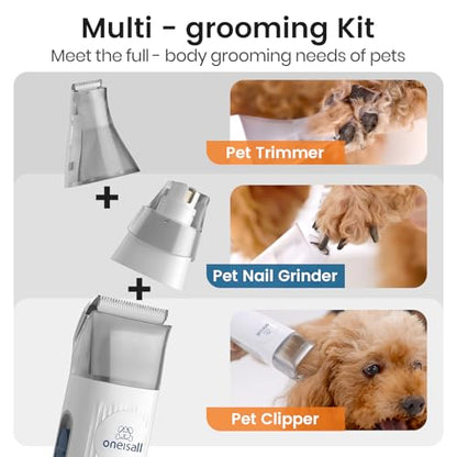 oneisall Dog Grooming Vacuum, Pet Grooming Vacuum with Clipper Nail Grinder, 1.5L Dust Cup Dog deshedding Brush with 7 Tools for Shedding Pet Hair, Home Cleaning(Blue) - color: Blue