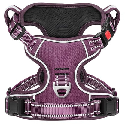 Timos Dog Harness Small Sized, No Pull Pet Harness with Neck Lockable Snap, No Choke Front Clip Reflective Vest, Adjustable Metal Rings 3 Buckles, Easy Control Handle for Small Dogs Grape Purple S - color: Lock Grape Purple, size: Small (Pack of 1)