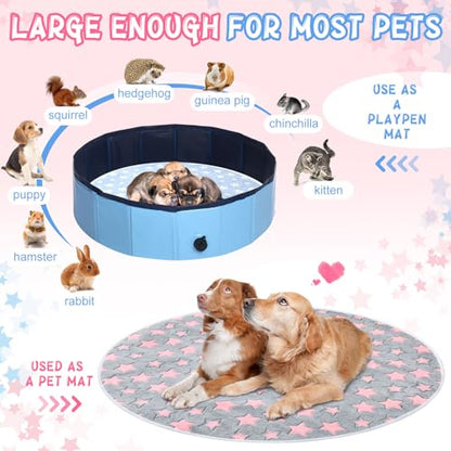 Hahafelt 4 Pcs Round Whelping Pee Pads Washable for Dogs Waterproof Pet Training Mats Reusable Puppy Whelping Pads Non Slip Cat Dog Bed Mat for Crate Kennel(Large Star,55 Inches) - size: 55 Inches