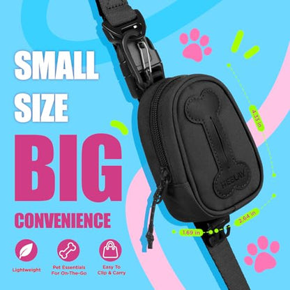 Dog Poop Bag Holder, Hands Free Cute Dog Poop Bag Dispenser for Leash with Big Opening Pet Waste Bag Holder Zippered Pouch with Carabiner Hook Waterproof Pet Poop Bag Holder Black - color: Black