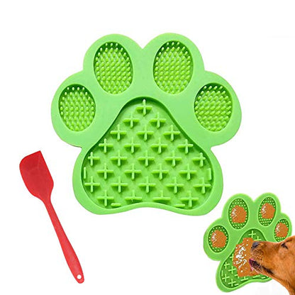 Dog Licking Mat for Anxiet Peanut Butter Slow Feeder Bowls Licking Pad with Strong Suction to Wall for Pet Bathing,Grooming,and Training (Green) - color: Green-mat