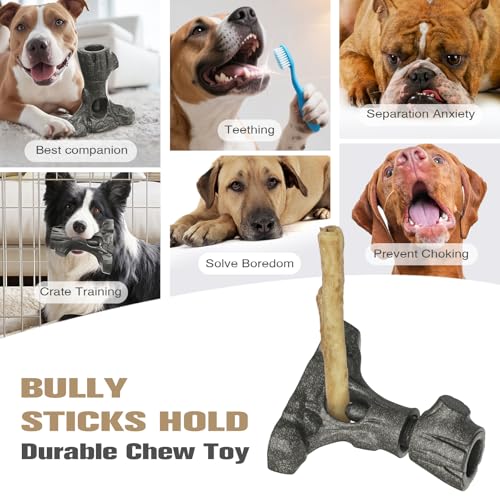 Bully Stick Holder for Dogs, Tough Chew Toy for Aggressive Chewers, Anti-Choking Dog Stick Holder Made of Food-Grade Nylon & Coffee Wood Fiber, Dishwasher Safe Durable Dog Toy for Large Dogs - color: Bully Stick Holder