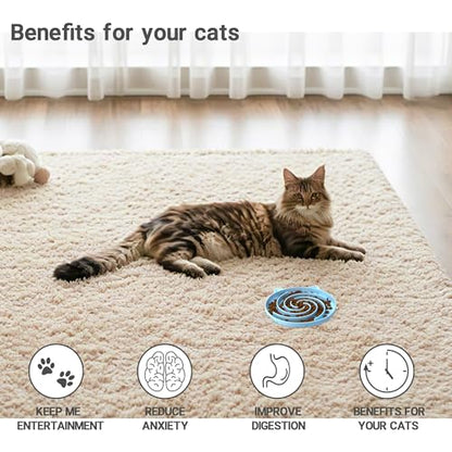 Bifeaw Slow Feeder Cat Bowl, Easy to Clean Silicone Bowl, Ideal for Dry and Wet Food (Green and Blue) - color: Green and Blue