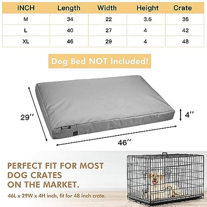Waterproof Dog Bed Cover, Large Dog Beds with Washable Indoor/Outdoor Cover with Zipper, Replacement Removable 46x29x4 Inches (Gray) - size: 46.0"L x 29.0"W x 4.0"Th