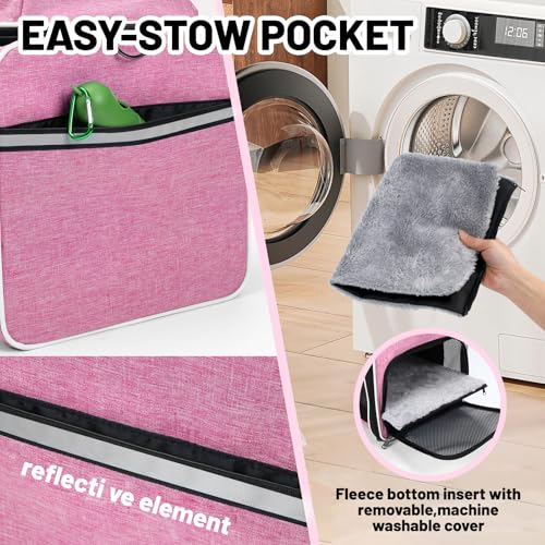 Top-Expandable Cat Carrier 18x11x11, United Delta American Airline Approved Dog Travel Carrier, Soft-Sided Pet Carry Bag Under-Seat in Cabin, Puppy Airplane Crate TSA Plane Kitten Cage Pink - color: Pink