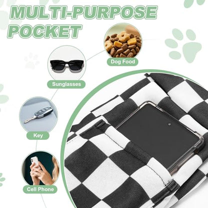 Dog Sling Carrier for Small Dogs and Cats Up to 16.5 Lbs, Breathable Texture with Pocket Pet Cross Body Shoulder Bag, (Black White Grid, 1 Pcs) Intended for Outdoor Travel/Camp - color: Black White Grid