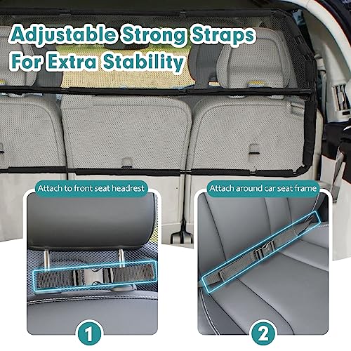 Dog Car Barrier Escape-Proof, 46" Wide Car Divider for 3rd Row Seats & Cargo Area, Durable Cargo Area Dog Car Gate Trunk Barrier with See Through Net Mesh for Small Sized SUV & Vehicles Or Hatchback - size: Small