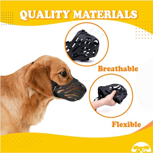 PetnBeyond Silicone Basket Dog Muzzle - for Small, Medium, and Large Dogs - Soft Cage Muzzle to Prevent Biting, Chewing, and Barking - for Grooming, Training - Breathable Humane (Extra Large) - size: X-Large