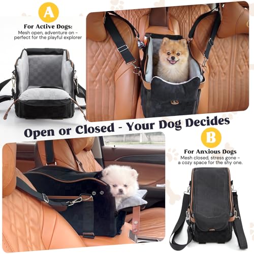 Woochpet Small Dog Car Seat, Auto Booster for Pet Travel, Portable Carrier Bed with Safety Leash Up to 9 lbs - size: Small