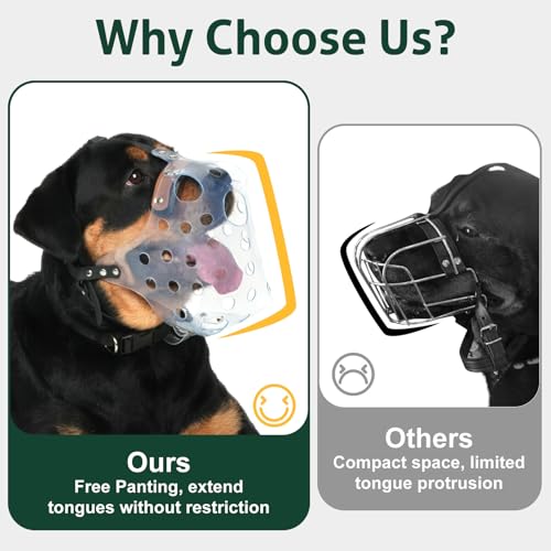 Mayerzon Pitbull Muzzle, Basket Muzzle for Large Dogs Rottweiler to Prevent Biting Chewing Scavenging, Breathable Dog Mouth Guard for Grooming Vet Visits that Allows Panting Drinking - size: L