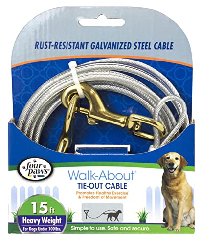 Four Paws Heavy Weight Tie Out Cable Silver 15 Feet - size: 15 Feet