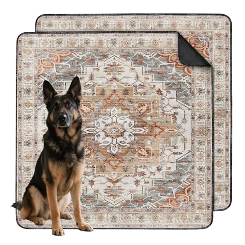Washable Pee Pads for Dogs 2 Pack, Absorbent Reusable Puppy Pads Waterproof, Leakproof & Non-Slip Whelping Pad, Potty Training Pads for Dogs Playpen Mat 48x48 - color: E Brown, size: 48"x48"(2 Pack)