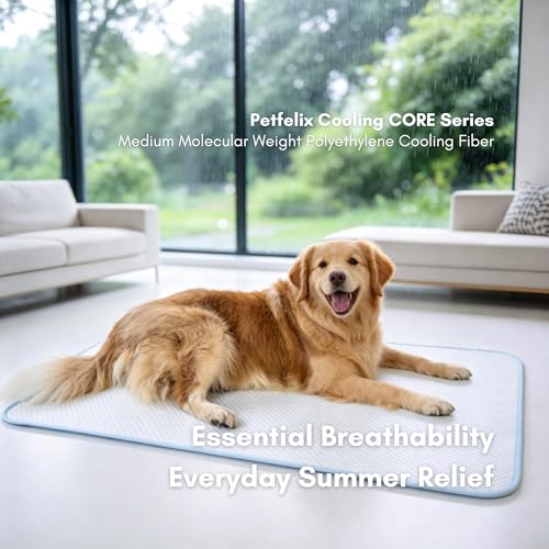petfelix FrostEase Dog Cooling Mat, Cooling Dog Bed and Cooling Pad for Dog with Qmax 0.4 Yarn, Breathable 3D Airflow Layers, Machine Washable Non Slip Base for Pets, Blue, XL, 48"*28" - size: XL-48"*28"