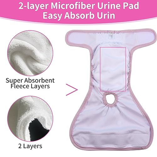 Washable Female Dog Diapers for Extra Small Dogs,Pack of 4 Reusable Puppy Diapers Super Absorbent Dogs Pants in Period,Heat Cycle,Incontinence,Excitable Urination,XSmall - size: X-Small