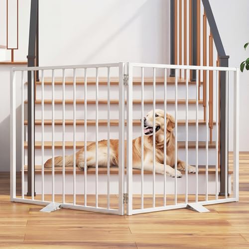 Snagle Paw Extra Wide Dog Gate,Free Standing Dog Fence with Door, Up to 52 Inch Wide Pet Gate with Support Feet for Stairs, Hallways, Doorways, Yard (White, 2 Panels) - size: Up to 52" W, 2 Panels, White