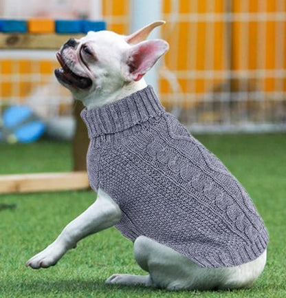 Dog Sweaters for Small Dogs Turtleneck Knitted Sweaters Fall Winter Dog Clothes Girl Boy Warm Doggy Coat Puppy Pullover Outfits Cat Sweater Pet Clothes Puppy Sweater (Grey, Small) - color: GREY, size: Small