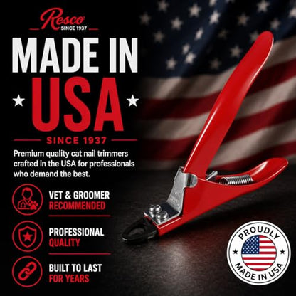 Resco Original Cat Nail Clippers – USA-Made Professional Feline Claw Trimmer, Heavy Duty Steel – Red - style: Original