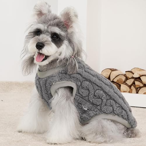 XPUDAC 3 Pack Dog Sweatshirt, Dog Winter Coat with Cute Pattens Pullover Stretchy Fleece Pet Sweater for Small Medium Dogs Girl boy-XS（Blue, Khaki, Grey - color: Blue, Khaki, Grey, size: X-Small