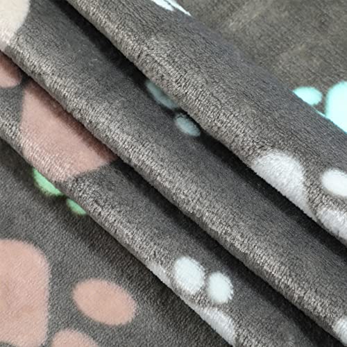 Tegeme 12 Pcs Pet Blankets 23 x 16 Inch Soft Fluffy Fleece Dog Cat Warm Paw Print Pattern Blankets Flannel Throw for Pets Dog Puppy Cat(Dark Gray, White, Camel) - color: Dark Gray, White, Camel, size: 23 x 16 Inch