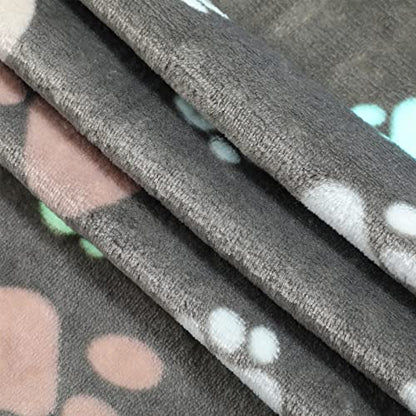 Tegeme 12 Pcs Pet Blankets 23 x 16 Inch Soft Fluffy Fleece Dog Cat Warm Paw Print Pattern Blankets Flannel Throw for Pets Dog Puppy Cat(Dark Gray, White, Camel) - color: Dark Gray, White, Camel, size: 23 x 16 Inch